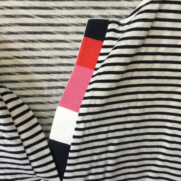 LOFT Blue Striped Floral Split Neck Tee - Picture 3 of 11